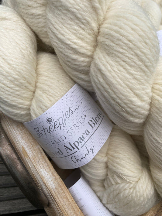 Scheepjes Nakid Series Alpaca Chunky – Ongeverfd Wol & Alpaca Garen (100g/120m) | VrolijkeWol